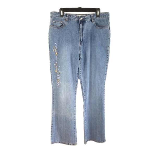 Women's Blue Embroidered Jeans - Picture 1 of 4